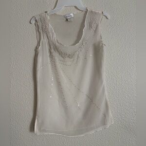 Vintage Charlotte Russe Sheer Embroidered Fairy Tank With Sequin Details